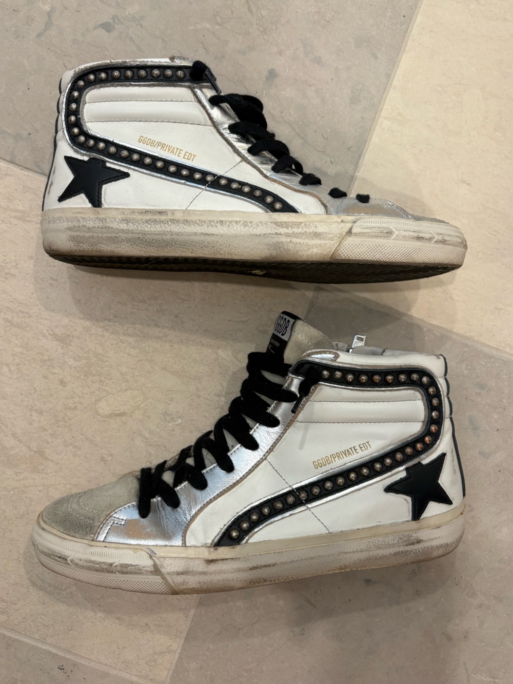 White & Black Golden Goose Slides | Size 39